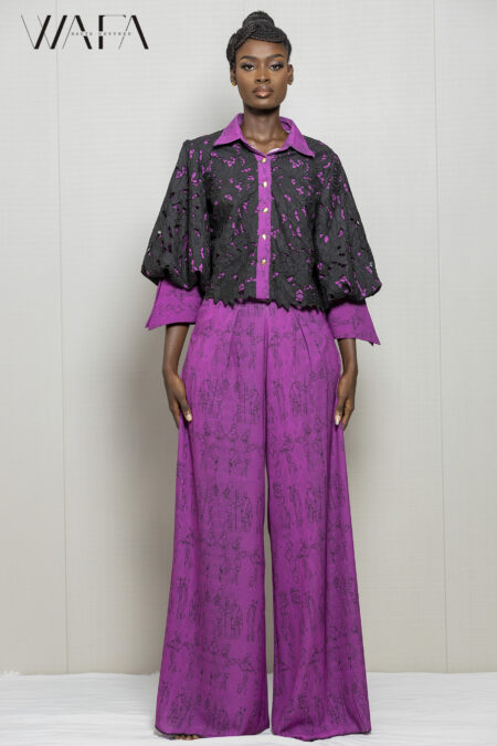 Ensemble haut corset avec longue jupe imprimé tissu wafa