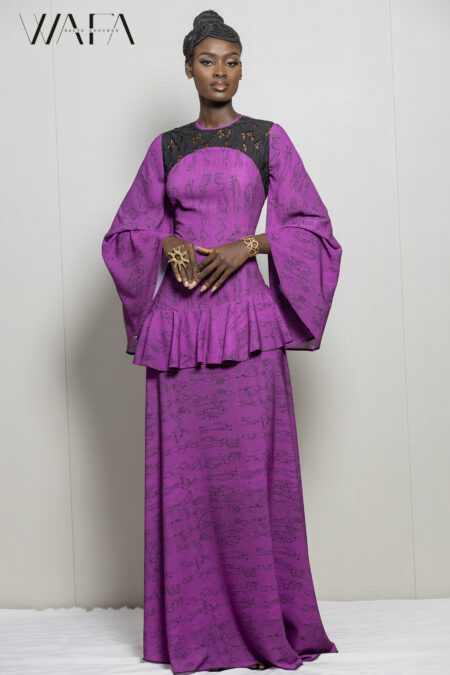 Ensemble haut + jupe en tissu imprimé wafa