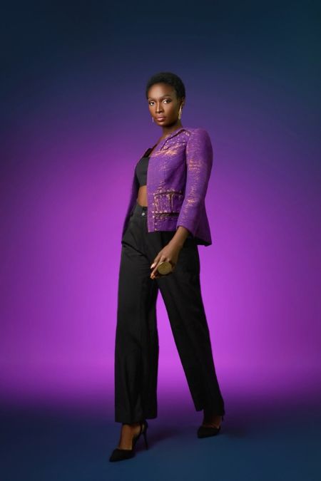 Haut de veste en pagne tissé violet
